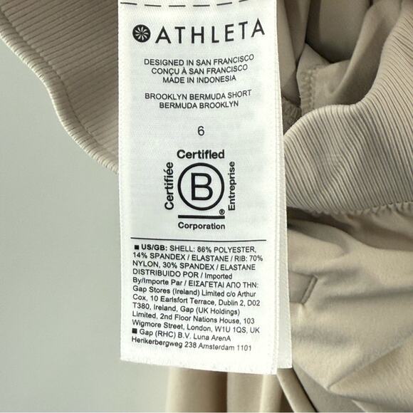 Athleta Pull On Style Beige Sporty Shorts Tennis Prep Pickle Ball Size 6 - Picture 6 of 8